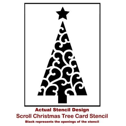 Scroll Christmas Tree Card Stencil Template