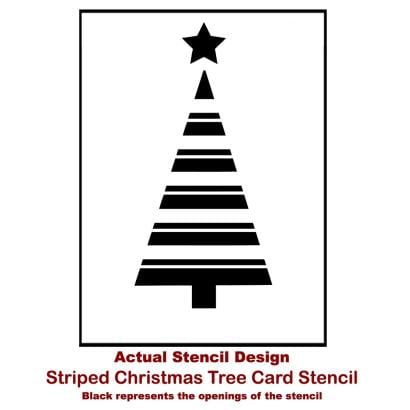 Striped Christmas Tree Card Stencil Template