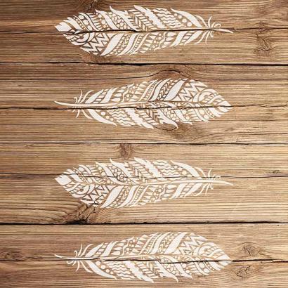 Tribal Feather Wall Art Stencil