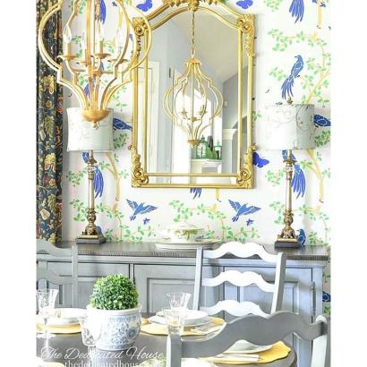 Chinoiserie Birds and Berries Wall Mural Stencil 