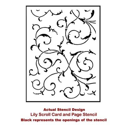 Lily Scroll Card Stencil Template