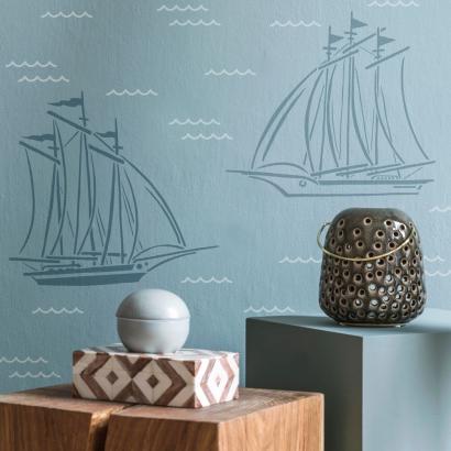 Large Sailboat Wall Pattern Stencil Kit