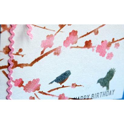 Sakura & Birds Card Stencil Template 