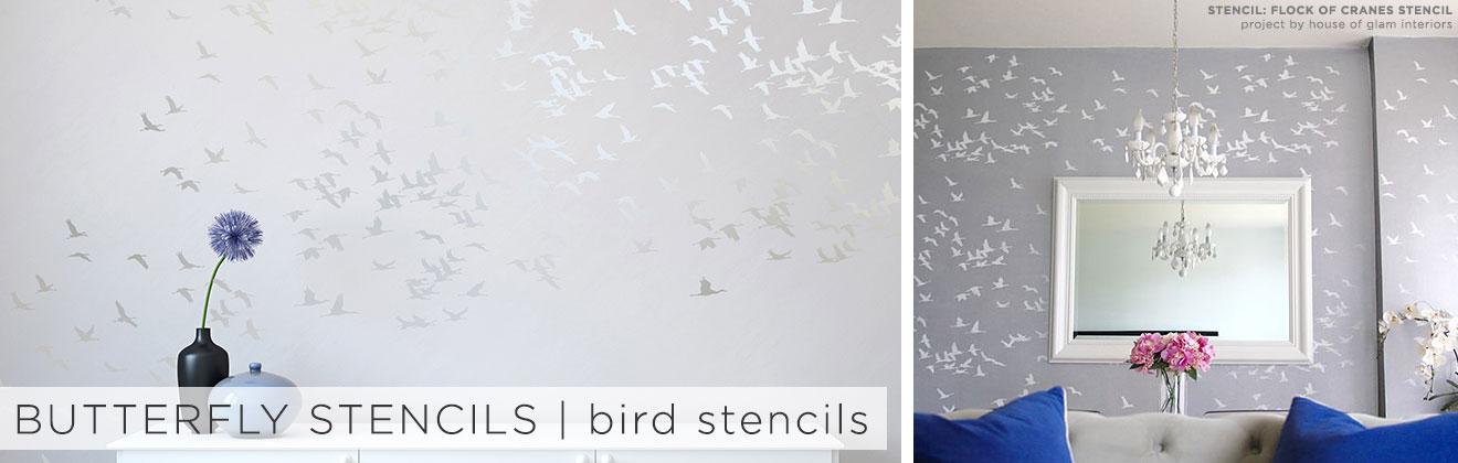 bird stencils flock of cranes wall stencil