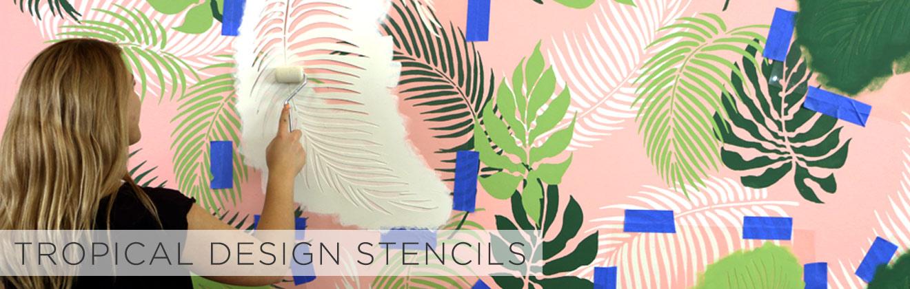 tropical stencils palm leaf wall stencil